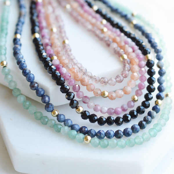 Gemstone Choker Necklace - Sapphire - Pink Moon Jewelry 