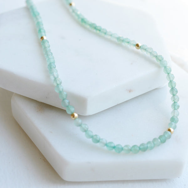 Gemstone Choker Necklace - Green Aventurine - Pink Moon Jewelry 