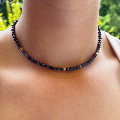 Gemstone Choker Necklace - Sapphire