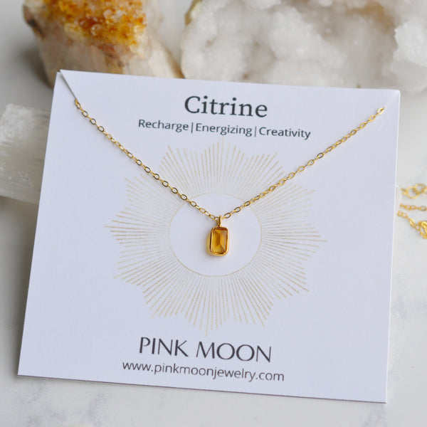 Citrine Energy Necklace - Pink Moon Jewelry 