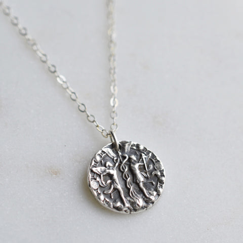 Gemini - Silver Zodiac Coin Necklace - Pink Moon Jewelry 