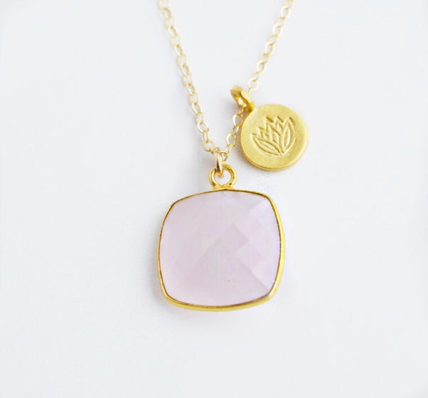 Love that Grows Rose Quartz Gold Necklace - Pink Moon Jewelry 