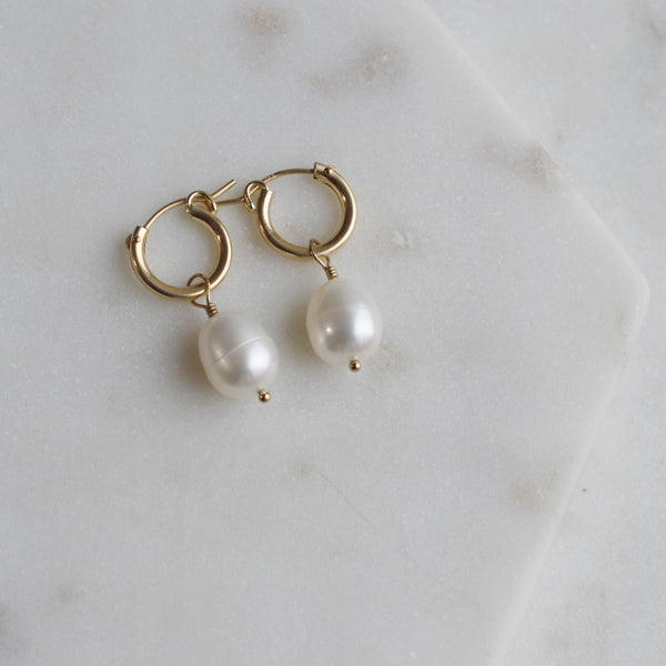 Pearl Huggie Earrings - Pink Moon Jewelry 