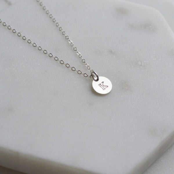 Initial Disc Necklace - Pink Moon Jewelry 