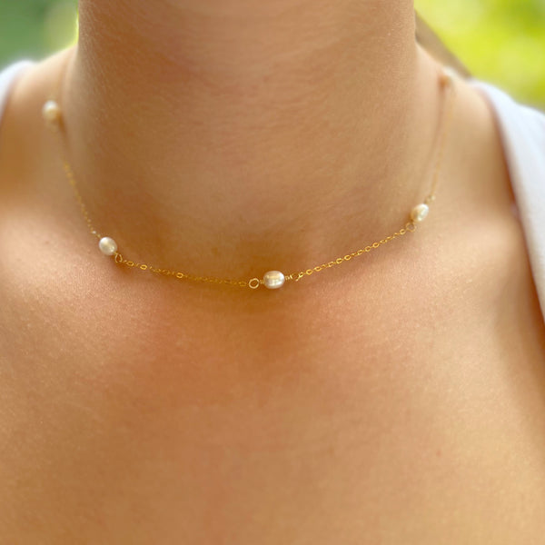 Floating Pearl Necklace - Pink Moon Jewelry 