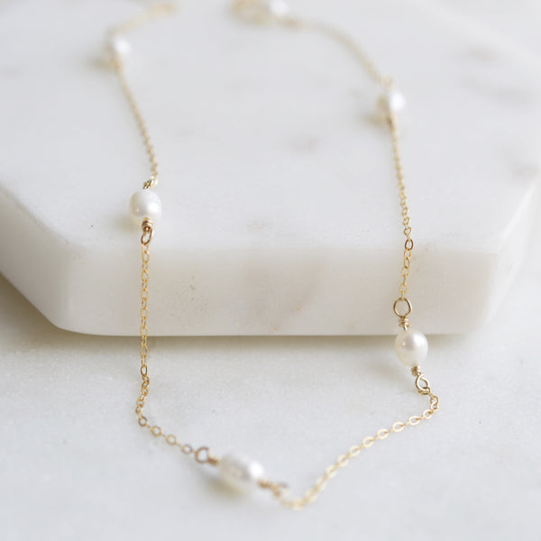 Floating Pearl Necklace - Pink Moon Jewelry 