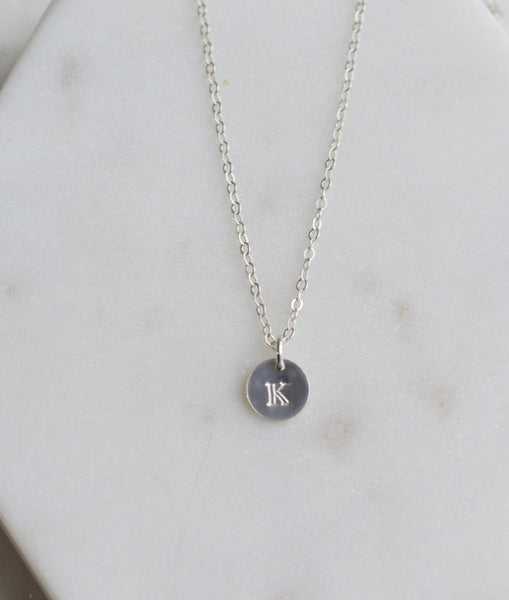 Initial Disc Necklace - Pink Moon Jewelry 
