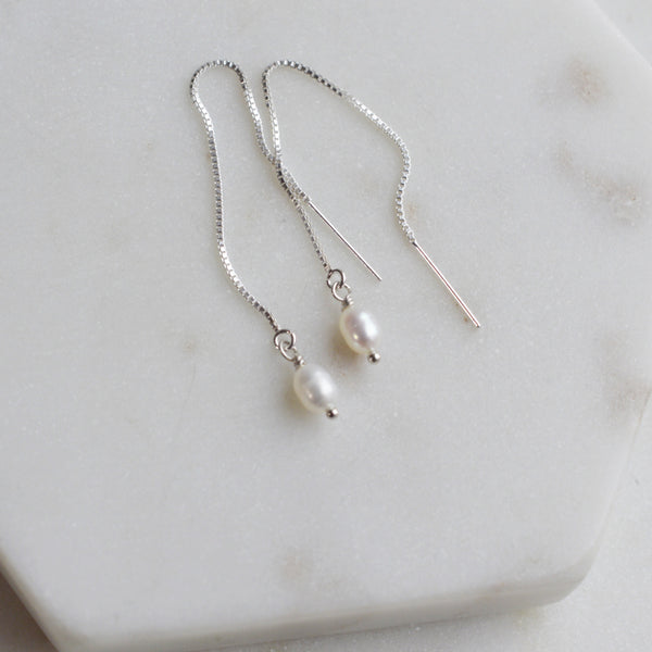 Pearl Threader Earrings - Pink Moon Jewelry 