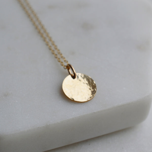 Hammered Disc Necklace - Pink Moon Jewelry 