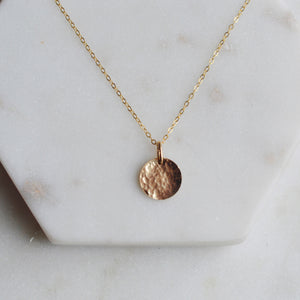 Hammered Disc Necklace - Pink Moon Jewelry 