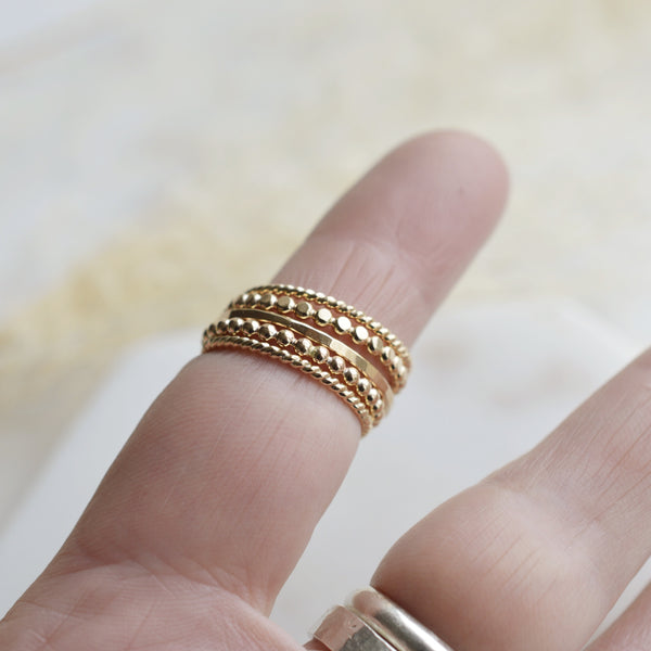 Gold Bead Stacking Ring - Pink Moon Jewelry 
