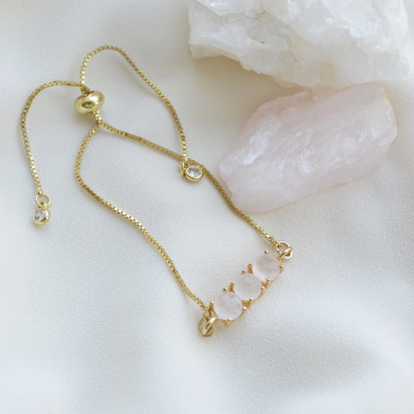 Three Wishes Bracelet - Rose Quartz - Pink Moon Jewelry 