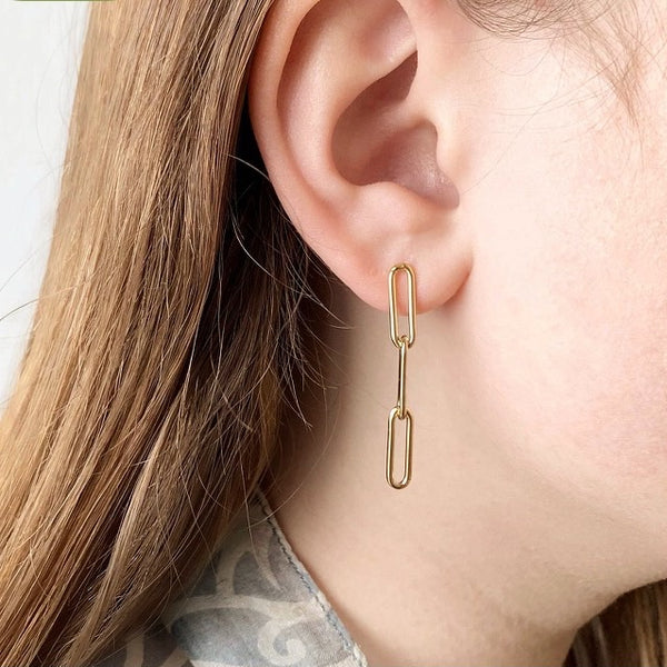 Paperclip Link Earrings - Pink Moon Jewelry 