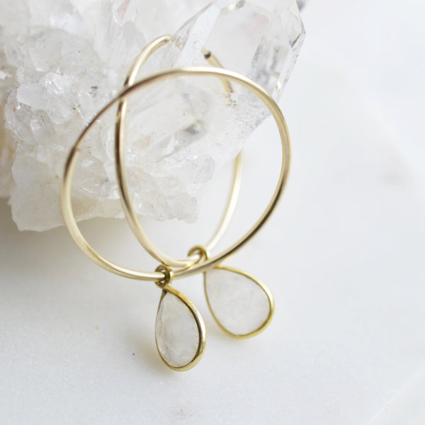 Gemstone Gold Hoop Earrings - Pink Moon Jewelry 