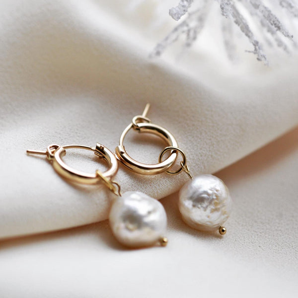 Baroque Pearl Huggies - Pink Moon Jewelry 