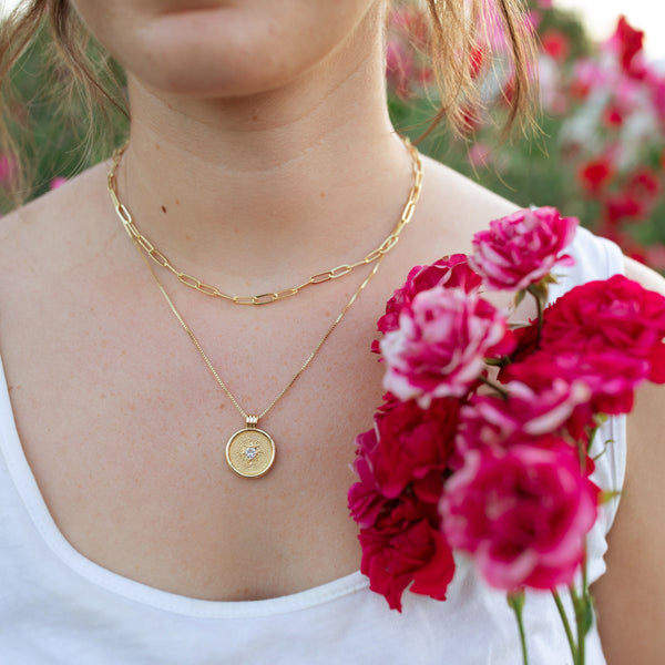 Gold Paperclip Chain Necklace - Pink Moon Jewelry 