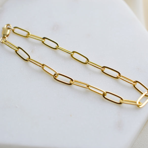 Gold Paperclip Chain Bracelet - Pink Moon Jewelry 