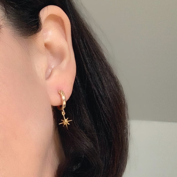 Starlight Gold Huggie Earrings - Pink Moon Jewelry 