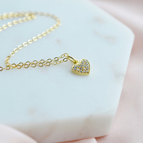 Cubic Zirconia Heart Necklace - Pink Moon Jewelry 