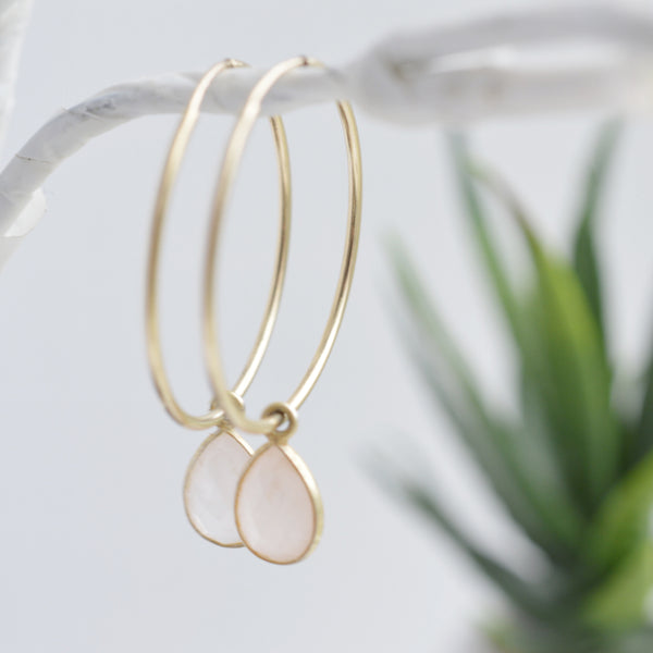 Gemstone Gold Hoop Earrings - Pink Moon Jewelry 