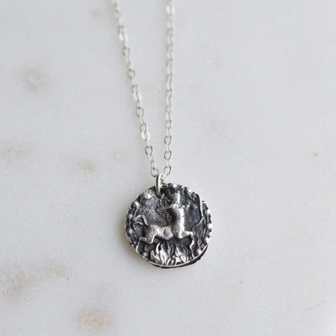 Sagittarius - Silver Zodiac Coin Necklace - Pink Moon Jewelry 